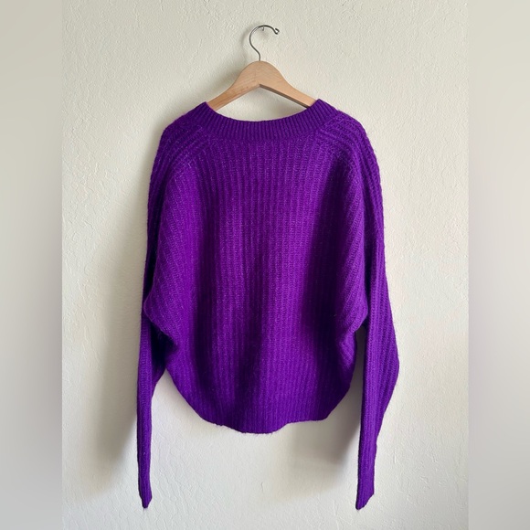 RALPH LAUREN Wool Blend Ribbed V-Neck Purple Sweater S NWT - Picture 7 of 10